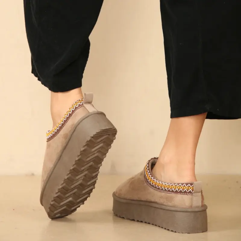 Women's Aztec Faux Suede FLAT Slippers Thermal Slip on Outdoors Indoors Winter outdoor 5