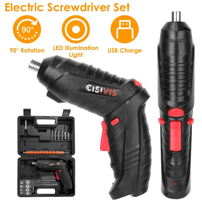 Cordless Drill Electric Screwdriver 47PCS Set Drill Driver Bits Rechargeable Kit 1