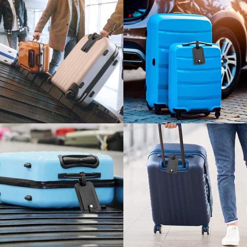 2 Pcs Luggage Tags, Leather Baggage Labels, Suitcase Name ID Card Tag Set, Leather Tags Travel Handbag Accessories for Preventing Loss of Bags(Black) 6