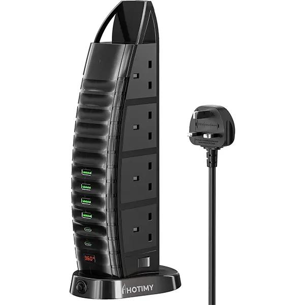 Regleta De Enchufes Con 8 Salidas Y Carga Inalámbrica - 1.8 Metros, 2500W, USB, Para UK, Marca ACORN