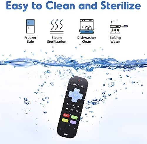 Teething Relief Teethers Toys for Babies 3-6 12 Months Gifts, Silicone Remote Control Baby Teether Bath Toys for 3 6 9 Months Newborn Infant Boy Girl Autism, Food Grade Silicone Sensory Toys, Black 5