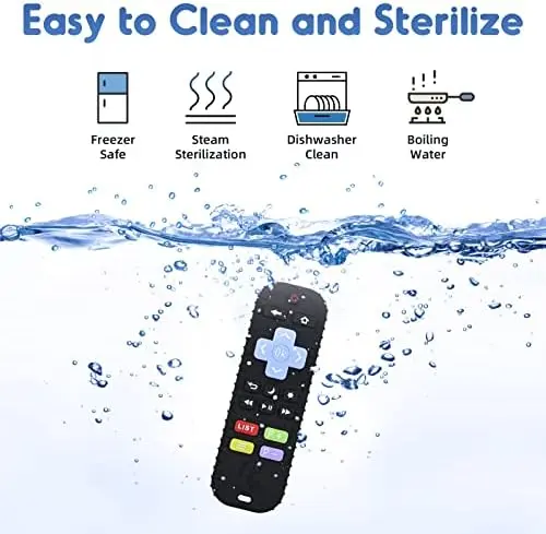 Teething Relief Teethers Toys for Babies 3-6 12 Months Gifts, Silicone Remote Control Baby Teether Bath Toys for 3 6 9 Months Newborn Infant Boy Girl Autism, Food Grade Silicone Sensory Toys, Black 5