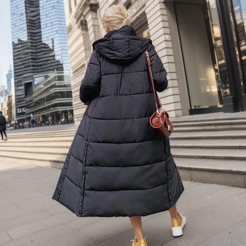Product Introduction of Over The Knee Long Parkas Coat Female 2024 Winter Fashion Slim-fit Down Cotton Hooded Thick Warm Parkas Coat Winter Jacket Women 24