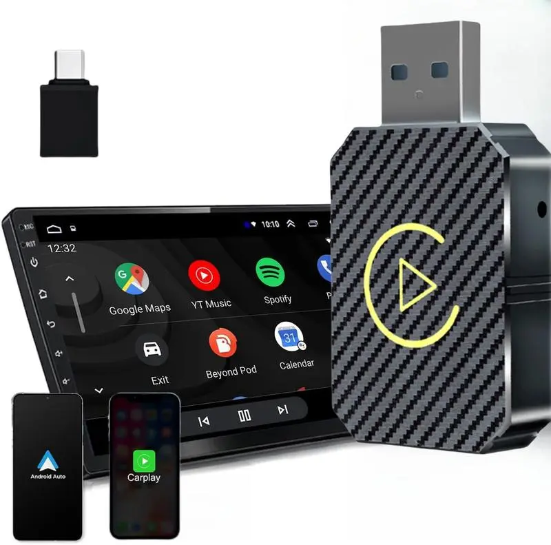 【UK SELLER Delivered within 72H】2 in 1 Wireless CarPlay Adapter & Android Auto Wireless Adapter - Convert Factory Wired to Wireless CarPlay Dongle Cars - Stable Fast Connection- Plug& Play - Auto Connect & Online Update