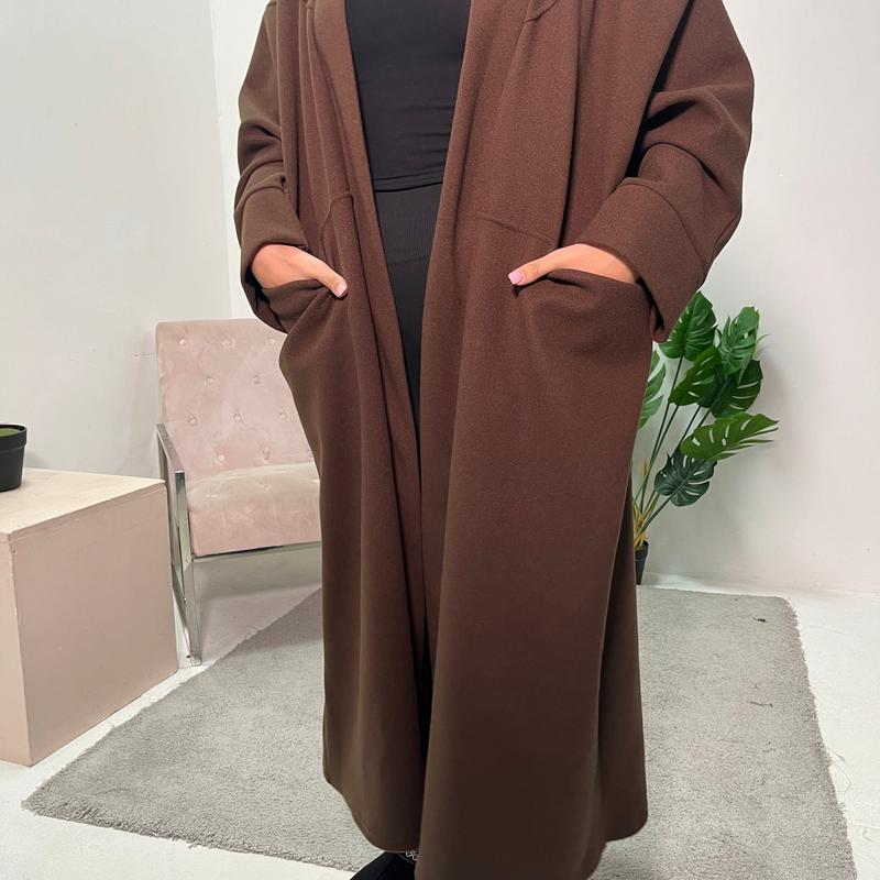 Lena Chocolate Oversized Batwing Long Coat 2