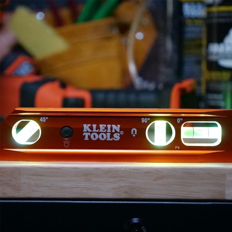 Klein Tools Magnetic Torpedo 9"/230mm Spirit Level With LED Light Vials, 935RBLT 6
