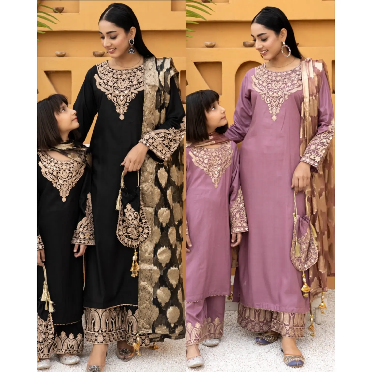 RANGZ ‘Filhaal’ | Embroidered Linen Mother & Daughter Readymade | RGZ063 (2 Colours)