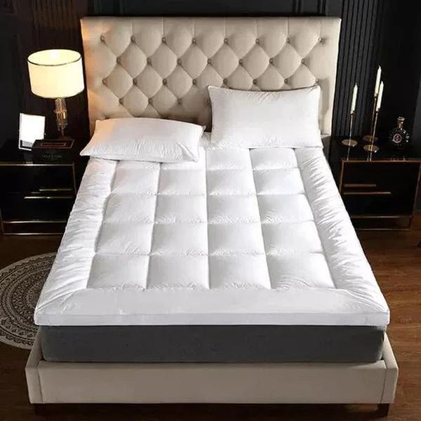 10CM Deep MATTRESS TOPPER Heavy Box Stitched Thick Hotel Quality Microfiber UK 0