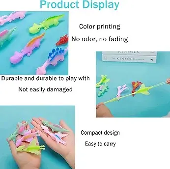BAIYSFFG Slingshot Dinosaur Finger Toys - Pack of 10, Stretchy Flying Dinosaur Toys for Kids, Unisex Party Favors and Goodie Bag Fillers 2