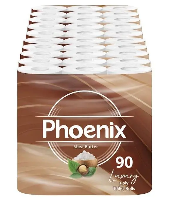 90 Rolls Phoenix Soft Shea Butter Fragranced Luxury Toilet Rolls Bulk Buy – Quilted White 3 Ply Toilet Paper