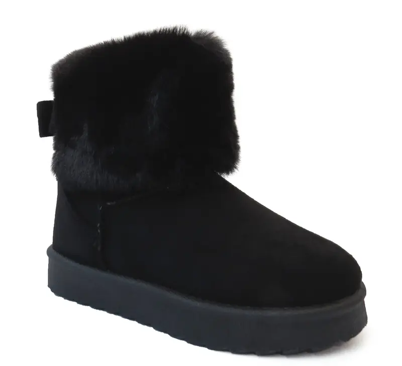 Cozy Kids' Faux Fur Lined Boots with Fluffy Collar Girls' Comfort Winter Footwear 1