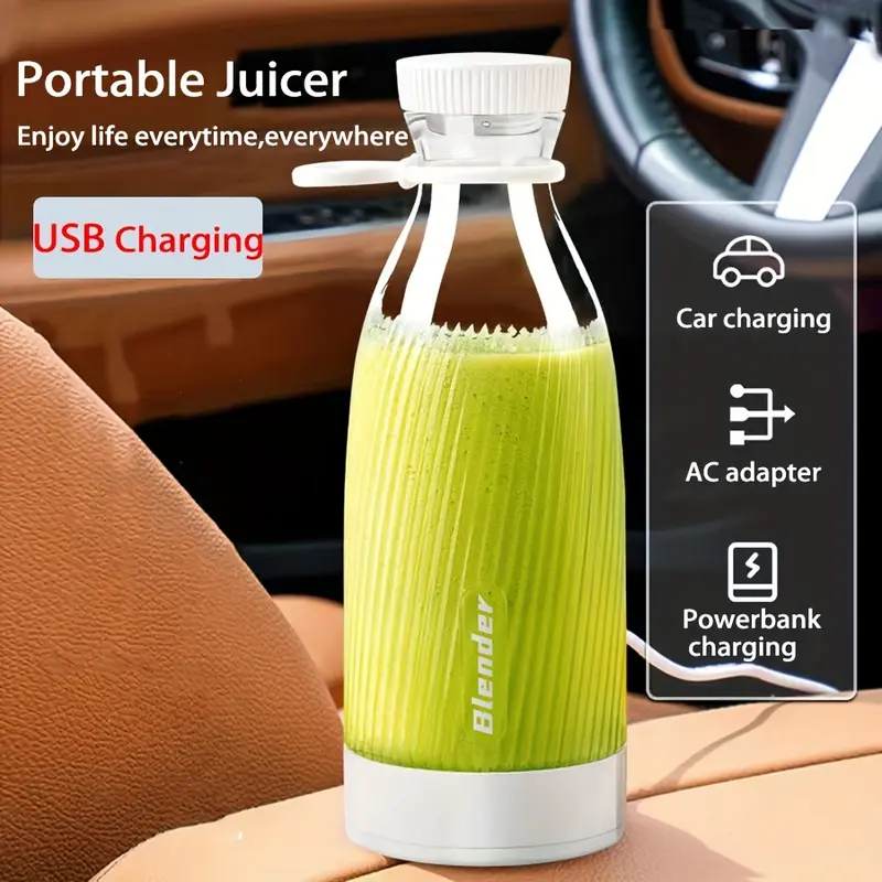 Electric Fruit Juicer Blender Juice Mixer Mini 500ML Wireless Portable Household USB Charging 6 Blade Gift Juice Cup, Personal Size Blender For Smoothies And Shakes, Home Fruit Blender For Kitchen, Home, Travel 2