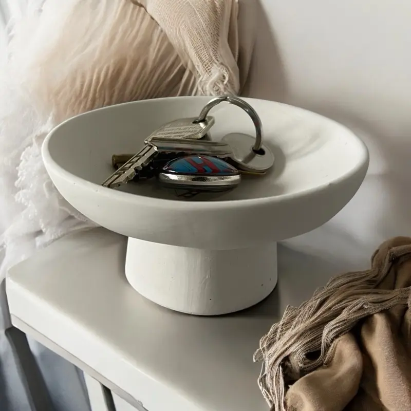 Handmade Contemporary Storage Candle Popery Holder Bowl Decor Jesmonite Round Ornament 3