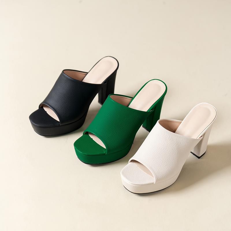 Product Introduction of Women's Solid Color Elegant Sandals, Slip On Chunky Heel Dressy Shoes, Summer Party Banquet Shoes 7
