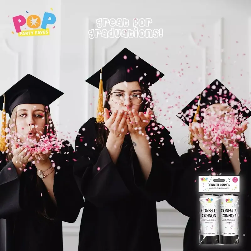 Party Confetti Cannon Large 2pk Party Poppers Compressed Air Wedding Events Burst Pack 2