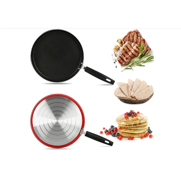 Hot Plate Frying Pan Dosa Crepe Pan Roti Tawa Omelette Maker Pancakes RED 29CM non stick
