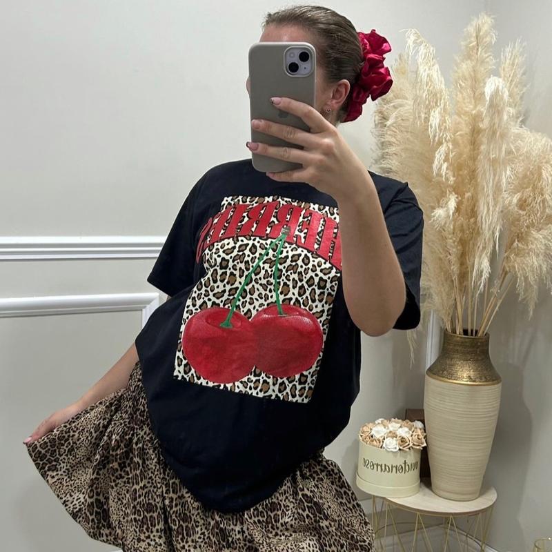 Leopard cherry oversized top  Womenswear Comfortable 4