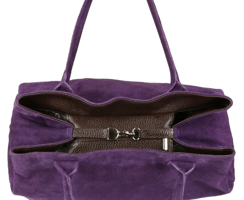 Girly Handbags Womens Expandable Italian Suede Leather Shoulder Bag 3