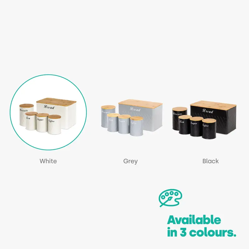 5pc Bread Bin & Canister Set - Cream 7