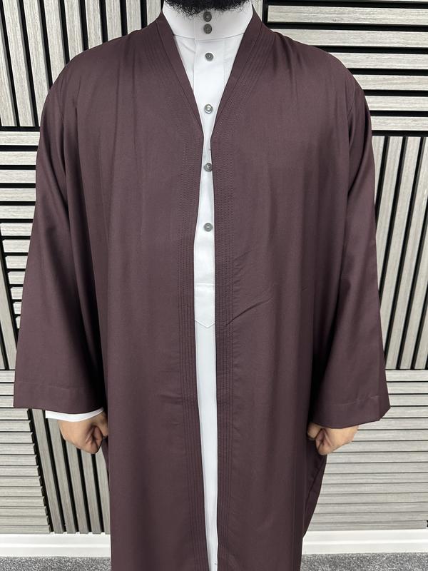 Turkish style overcoat men v-neck robe Muslim Jubbah One-Size 3