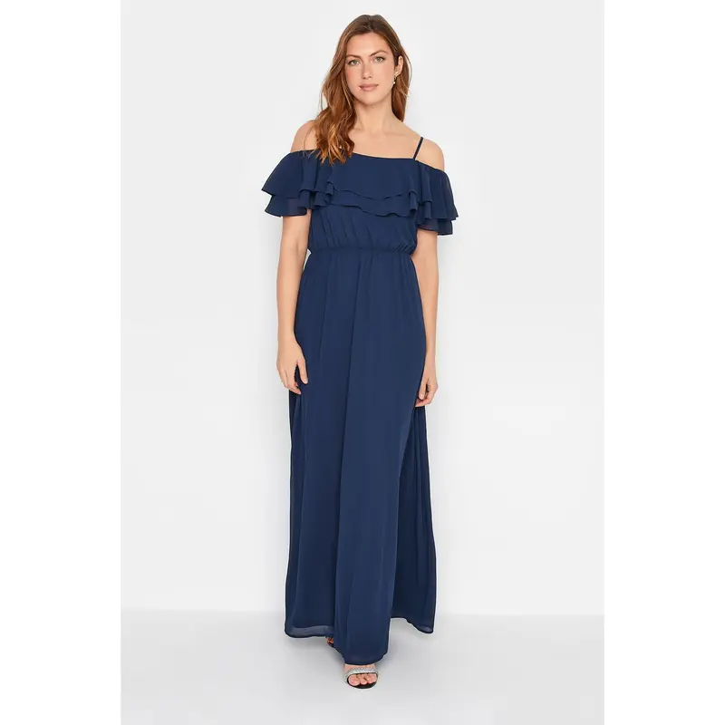 LTS Tall Navy Blue Ruffle Maxi Dress 1
