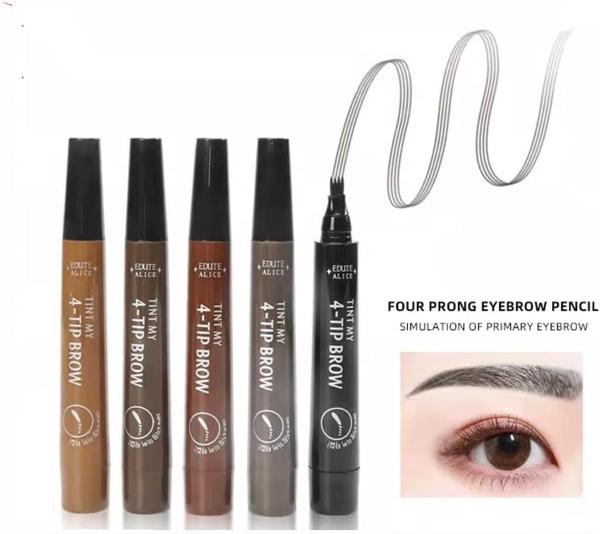 Professional Eyebrow Pen, 4-fork Liquid Eyebrow Pen, Waterproof, Smudgeproof, Long-lasting and Easy to Shape Eyebrows, Eye Brow Pencil, High Pigmented Brow Shading Filling Styling Pen, Easy to Apply, Daily Cosmetic 6