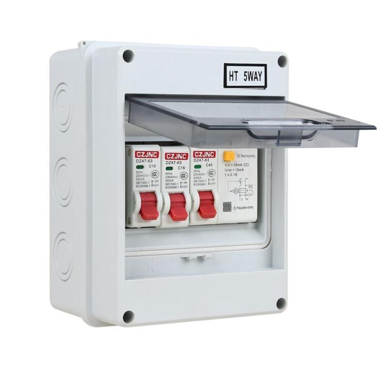 5 Way Garage Shed Camper Van Caravan Consumer Unit Fuse Box with RCD and 2 x MCB 8