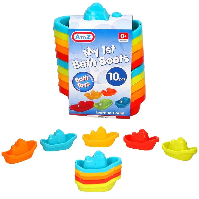 Set of 10 Bath Boats with Numbers for Kids - Perfect for Bath Time Fun 1