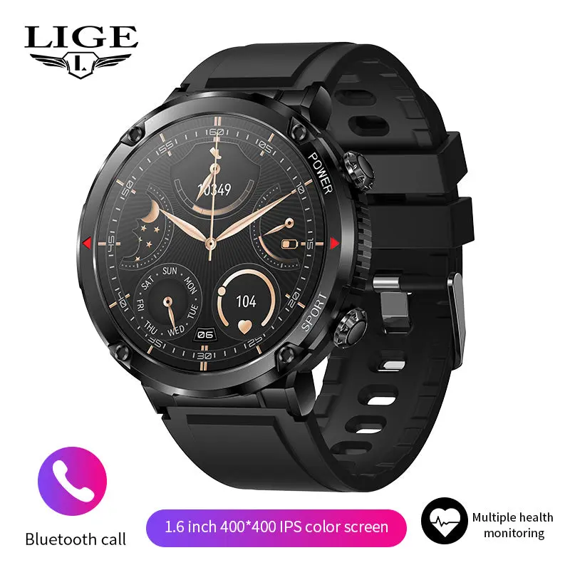 LIGE 1.6 Inch Full-Touch Men's Smartwatch with Fitness Tracker, Bluetooth Calling, and Sports Modes