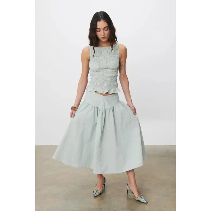 The Deba Midi Skirt, Oyster 0