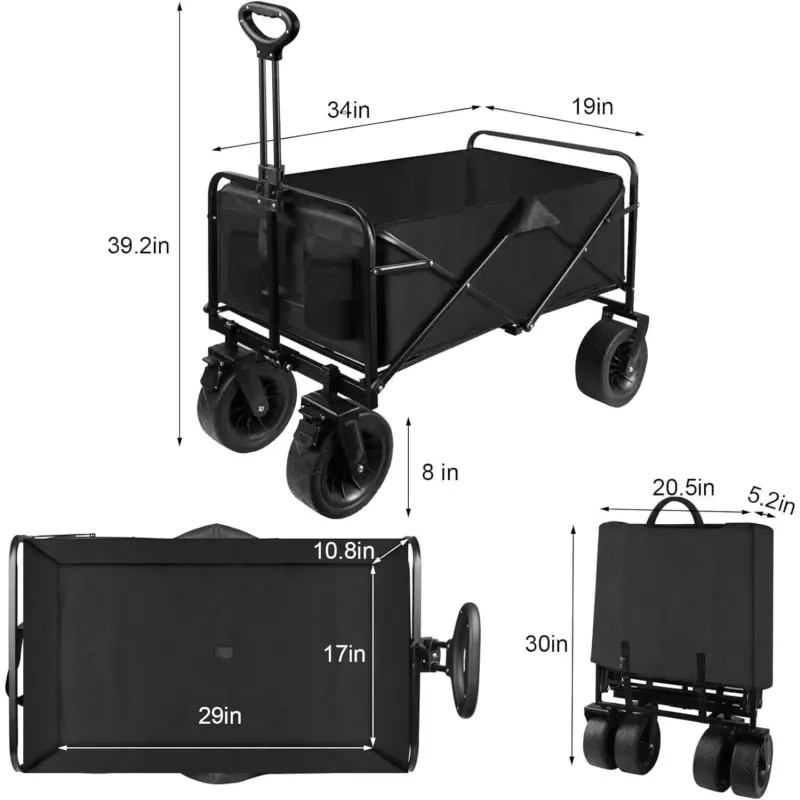 150KG Foldable Heavy Duty Garden Camping Beach Cart Festival Trolley Cart Wagon 1