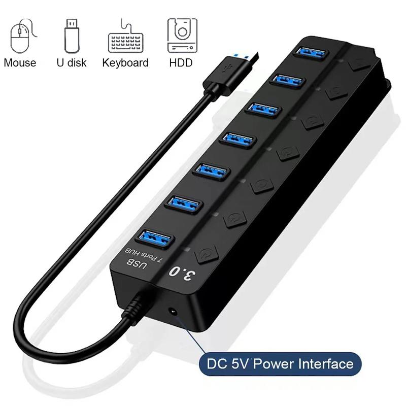 Product Introduction of 7-in-1 USB 3.0 Hub – 5Gbps USB Dock with On/Off Switch for Laptop, MacBook, PC 8