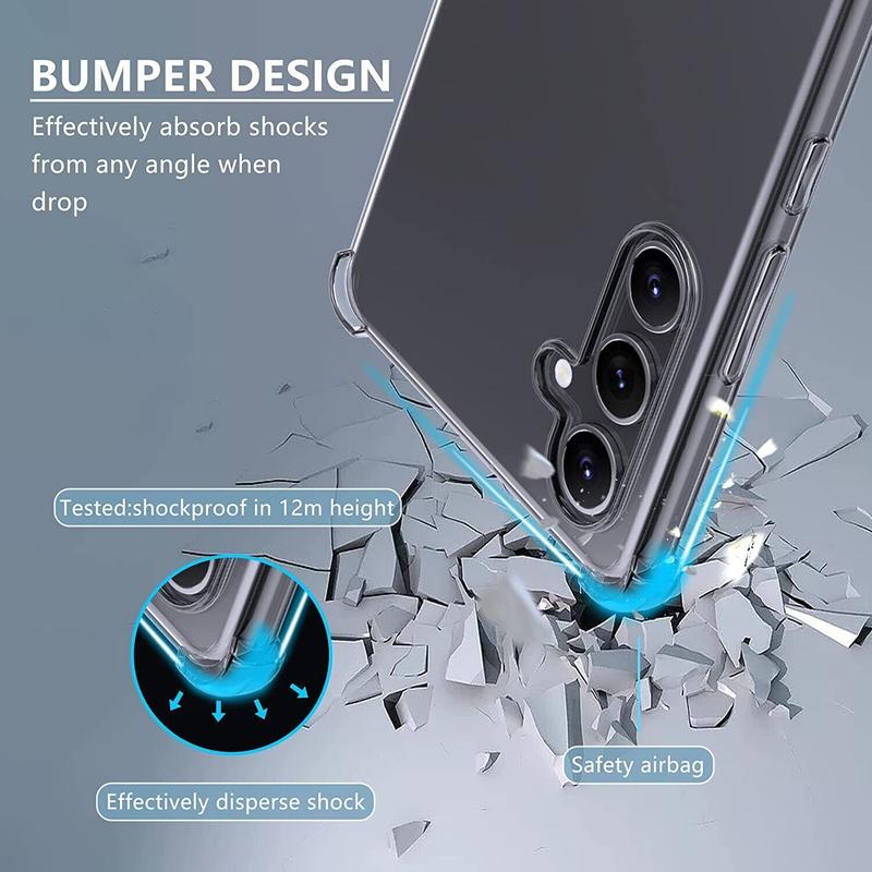 Bumper Case Shockproof Protective Clear Back Phone Protection Cover for Samsung Galaxy S24 Ultra, S24 Plus, S24, S24 FE, S23 Ultra, S23 Plus, S23, S22 Ultra, S22 Plus, S22, S21 Ultra, S21 Plus, S21, S21 FE, S20 FE, S20 Plus 3