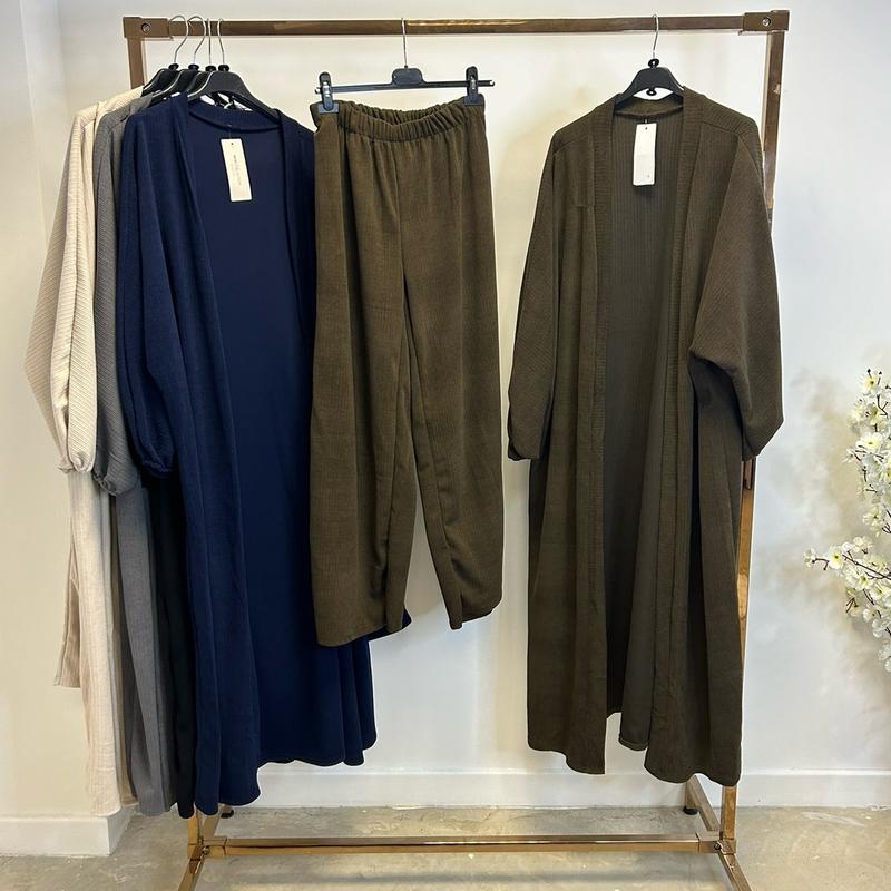 BERBISH Corduroy Coord Set - Cuffed Sleeve Cardigan and Wide Leg Trousers for Women (One Size, 8-16) - Overalls, Womenswear 1
