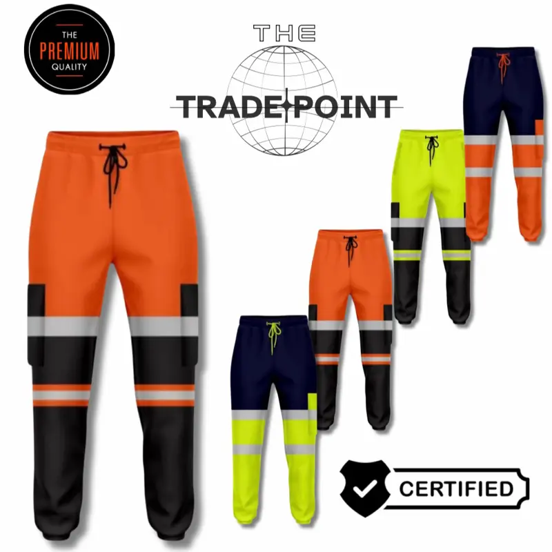 Hi Visibility Workwear Joggers Menswear Reflective Comfort Fitted Mid Pants Stretch