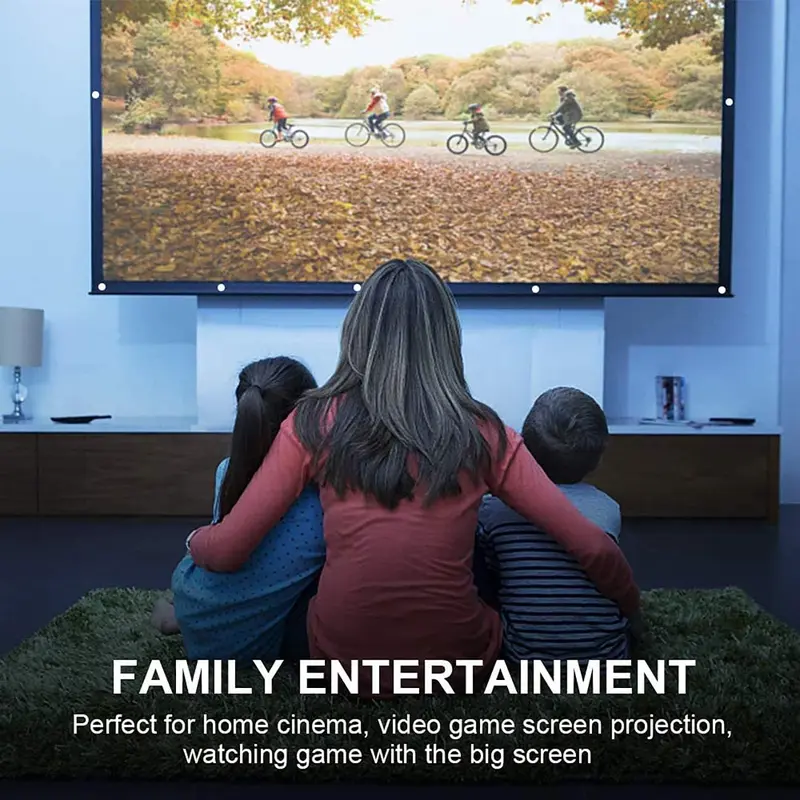 D4T 100 inch 16:9 HD Foldable Projector Screen,Anti-Crease Portable Front & Rear Projection Movies Screen for Home Theater Outdoor Indoor Classroom Training Accessories Folding 5