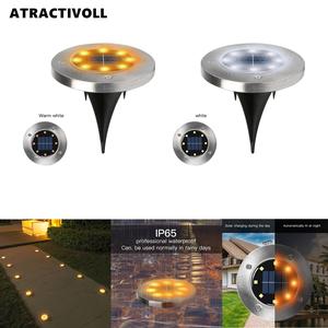 ATRACTIVOLL 1/2PCS Garden Solar Lights Outdoor Law Path Lights 10LED Park Path Night Lights Ground Decorative Accents