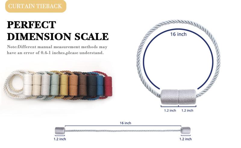 Product Introduction of Pretty Jolly 2 Pack Magnetic Curtain Tiebacks 16 Inch Handmade Weave Side Rope Curtain Holdbacks Convenient Decorative Cylinder Curtain Drape Tie Backs for Home & Office Window Drapery (Grey) 1
