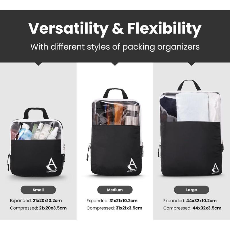 Aerolite Packing Cubes for Suitcases with Digital Luggage Scale and TSA Padlock, 6-pieces Expandable Travel Luggage Packing Organizers With Accessories Ultra Lightweight 1