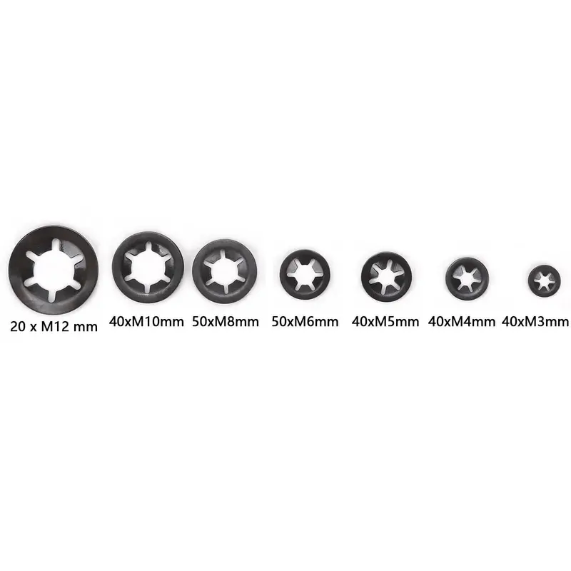 280pcs/340Pcs Starlock Washers Push On Lock Star Tooth Grab Fastener Clips Lock Sets - M3-M12 Sizes 1