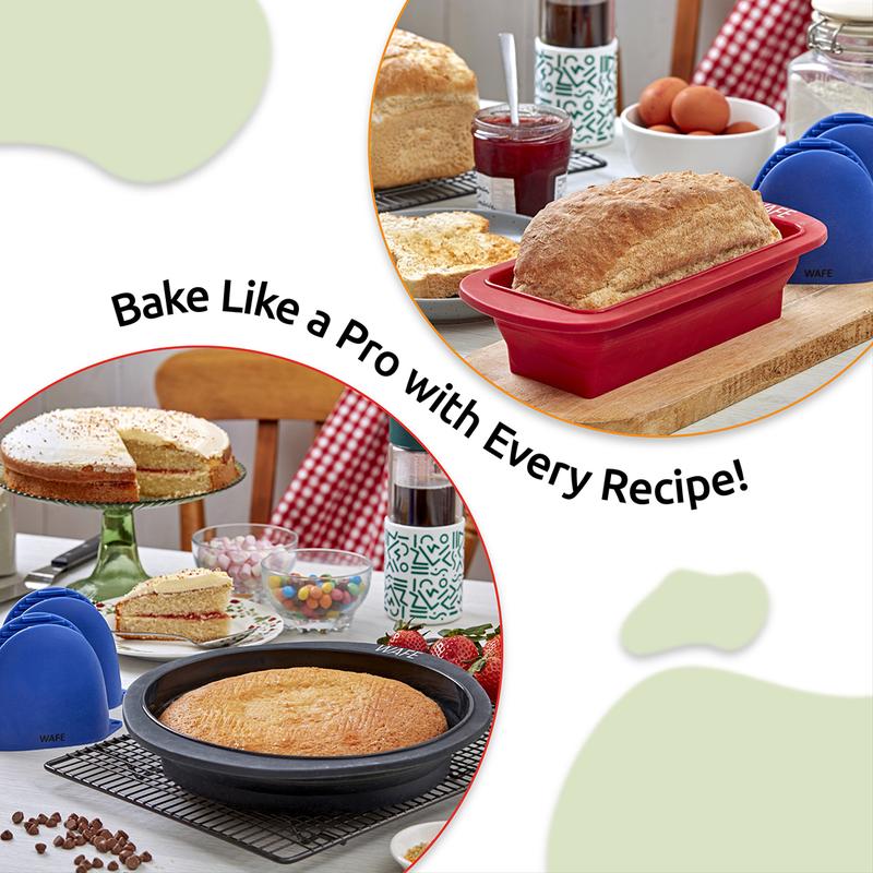 2 Pack WAFE Collapsible BakeMate Round Cake Loaf Bakeware Tin Silicone Desserts 5