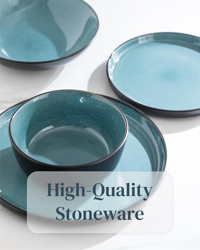 24-Piece Mediterranean Stoneware Dinner Set for 6 with Dishwasher & Microwave Safe Plates and Bowls - Dinnerware 5