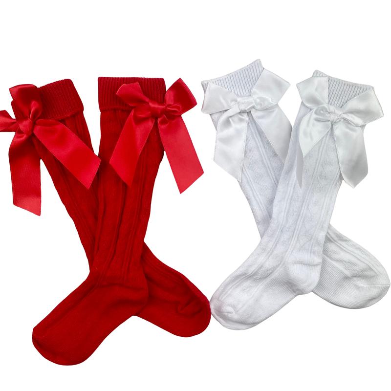 Baby Girl Knee High Socks in Pink, Red or White - All Seasons 1