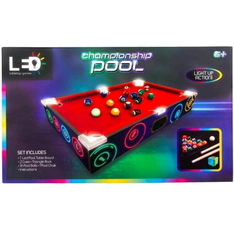 LED Championship Pool Table Set game, Light Up Action, 31.5 x 51 x 9.5cm, 3