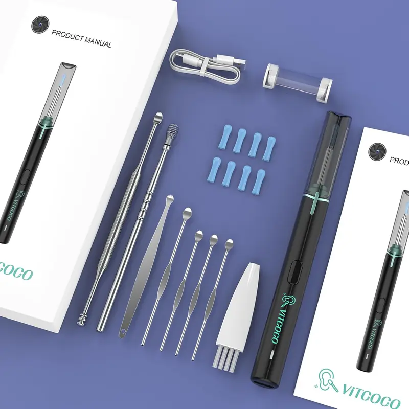 Ear Wax Removal Kit Ear Camera 1920P FHD Wireless Ear Cleaner Ear Wax Remover with 8 PCS Ear Spoon, 3.9mm Waterproof Ear Otoscope Endoscope for iPhone, Ipad & Android Smart Phones, Black 7