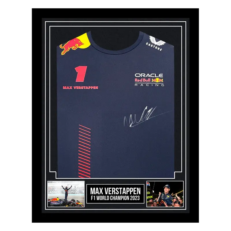 Signed Max Verstappen Framed Shirt – F1 World Champion 2023 0