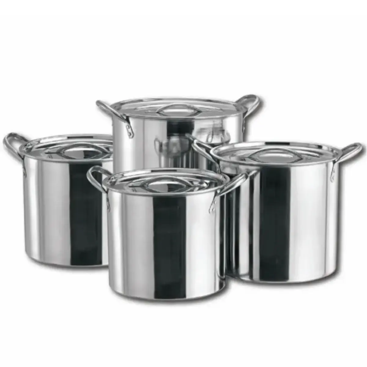 New 4pc Large Stainless Steel Catering Deep Stock Soup Boiling Pot Stockpots Set