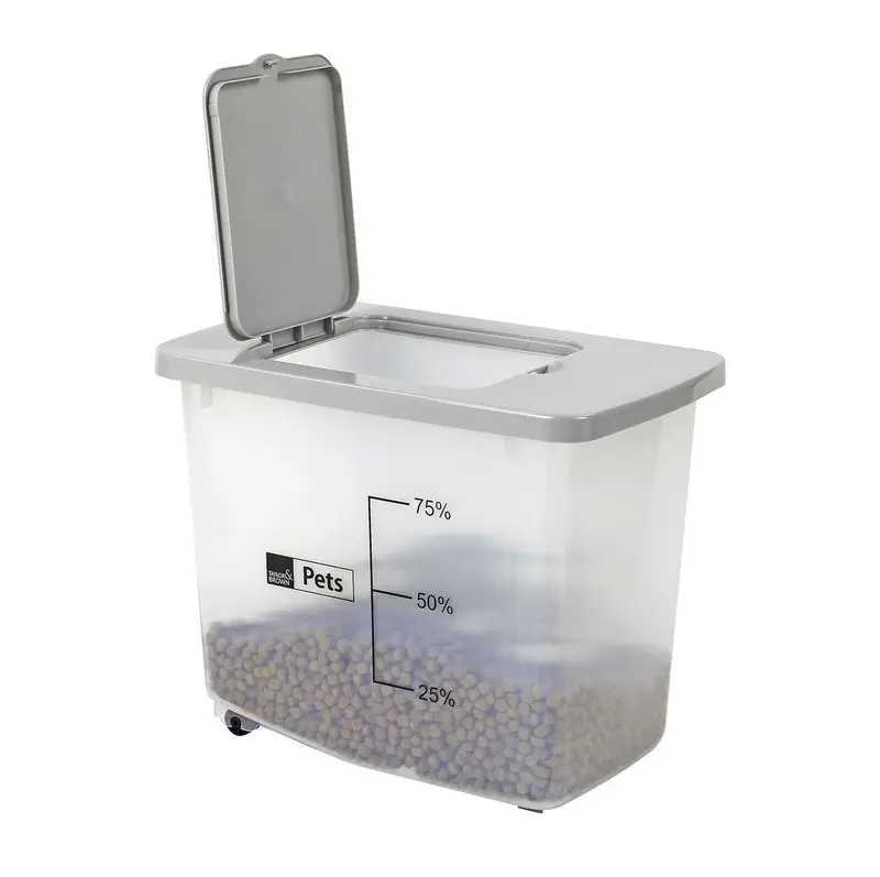 Taylor & Brown 30L/13KG Airtight Pet Food Storage Container Flip Top With Wheels Transparent Plastic Birds Pet Dog Cat Animal Dry Food Seed Dispenser Bin Boxes Organiser Rabbit 0