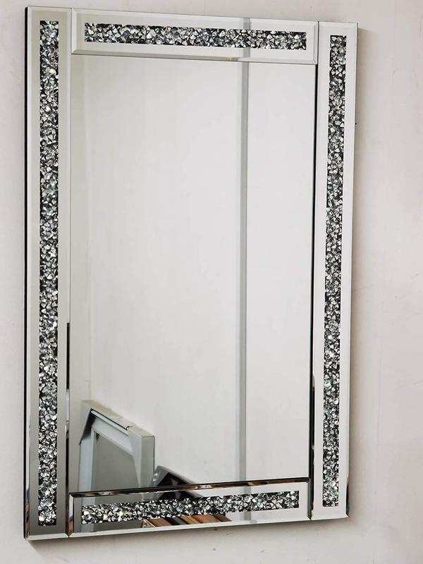 Zidan Bargains 60X40Cm Crushed Jewel Wall Mirror Loose Diamante Crystal Rectangular Mirror Room Decoration Ideas 3