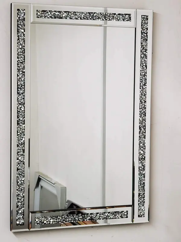 Zidan Bargains 60X40Cm Crushed Jewel Wall Mirror Loose Diamante Crystal Rectangular Mirror Room Decoration Ideas 3
